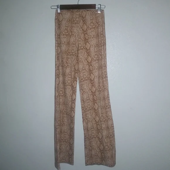 Lovers and Friends S Snake Tan Wrap Top Jumpsuit Look Pants Set 2-Piece - Picture 9 of 13